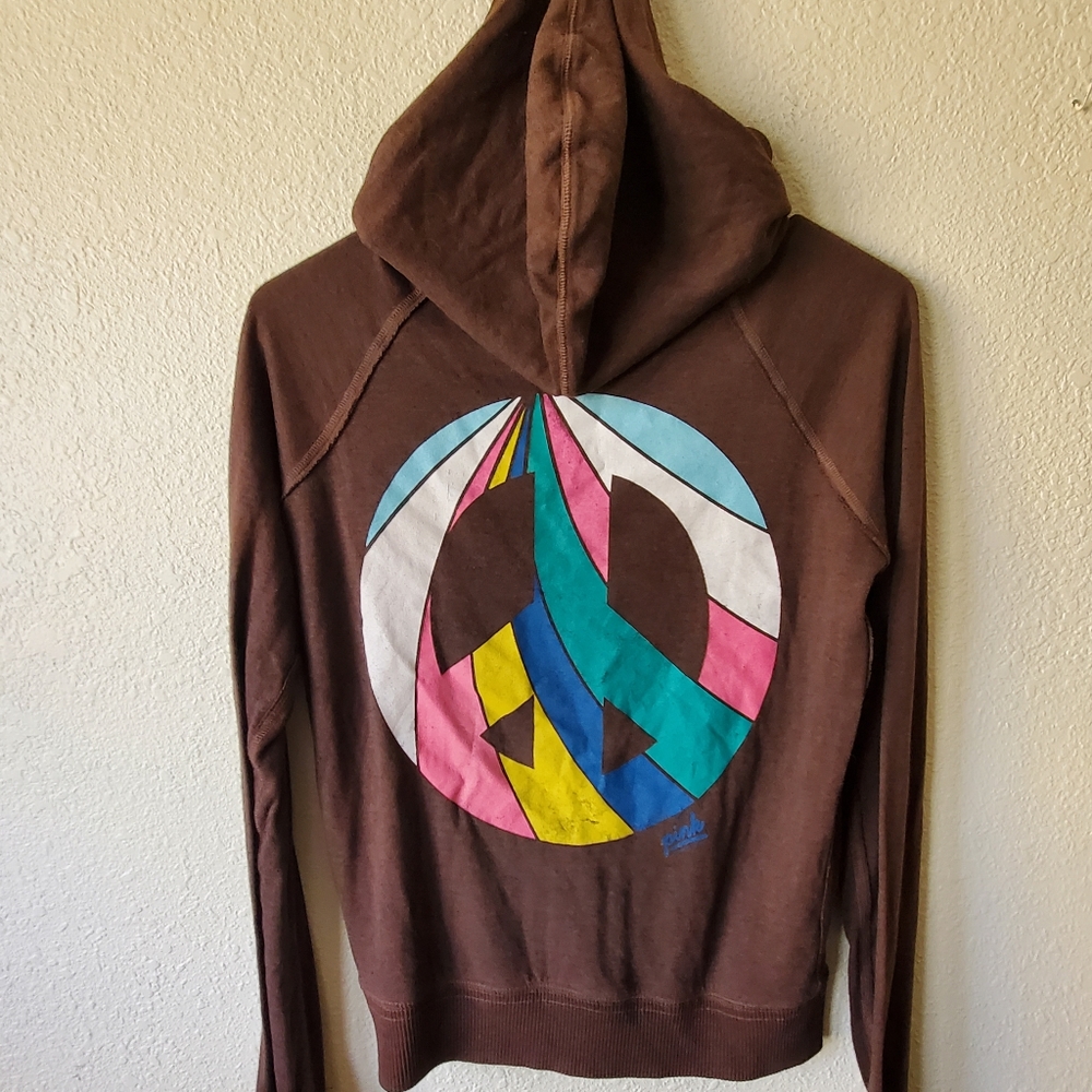 Vintage 1986 Brown Pink Victoria Secret Medium zip up
